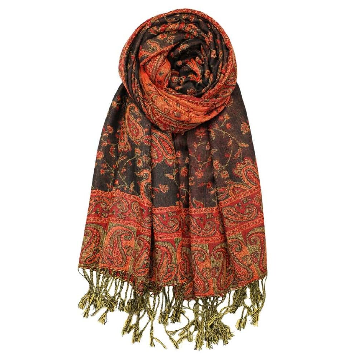 Black Red Reversible Paisley Pashmina Us Wholesale Scarves