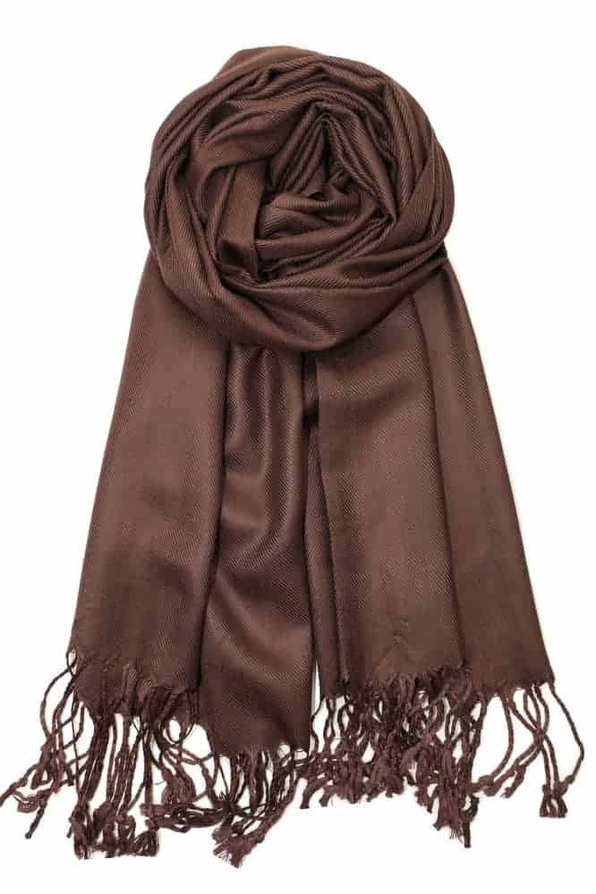 large lightweight solid color dark brown pashmina shawl wrap scarf - 28" width x 78" length with fringes