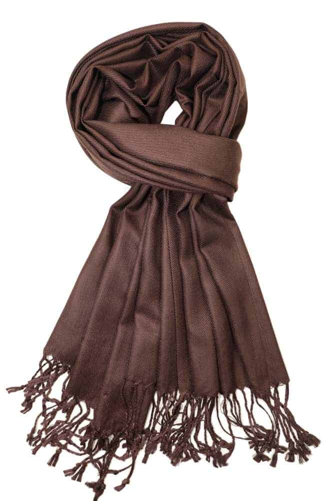 large lightweight solid color dark brown pashmina shawl wrap scarf - 28" width x 78" length with fringes