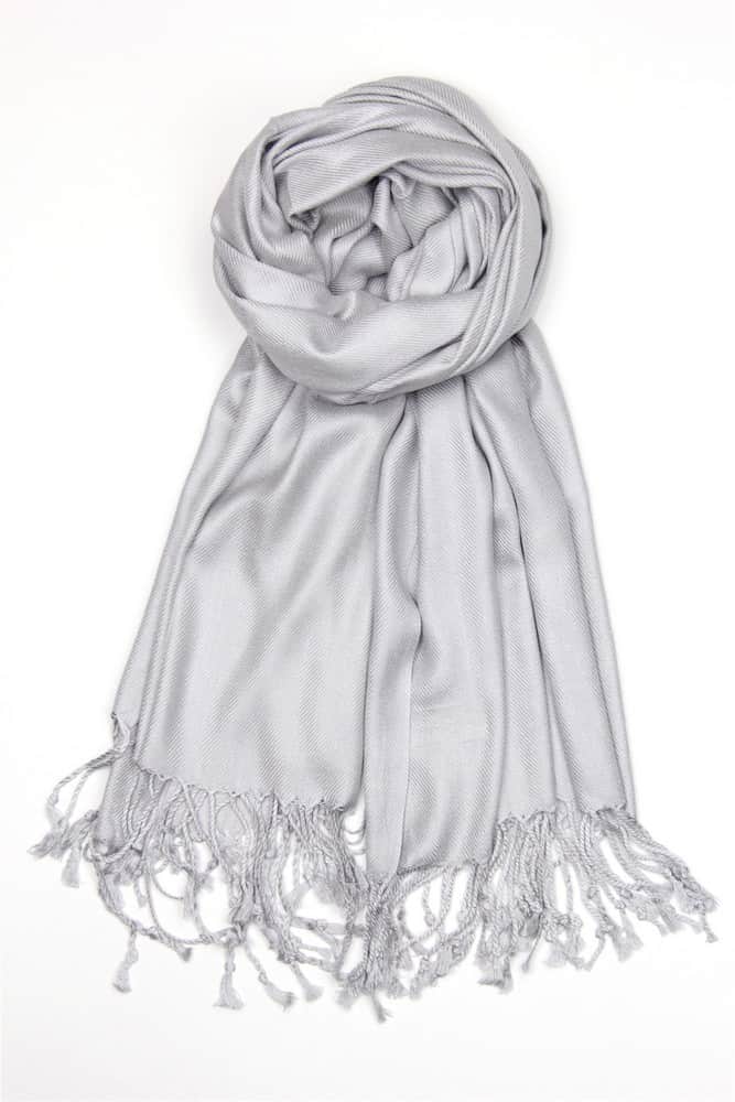 large lightweight solid color silver gray pashmina shawl wrap scarf - 28" width x 78" length with fringes