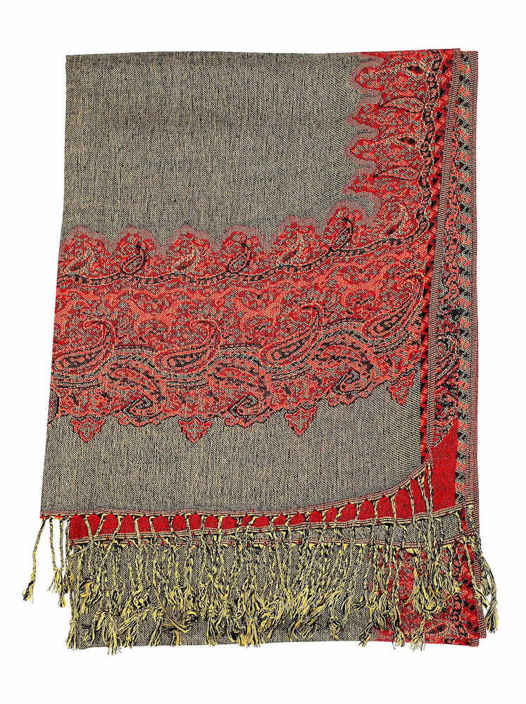 red border pashmina shawl