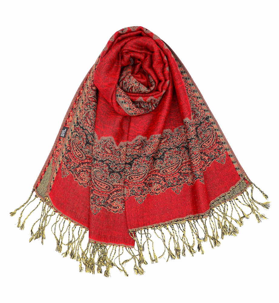 red border pashmina shawl