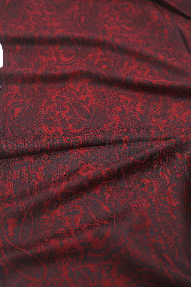 burgundy jacquard paisley pashmina scarf