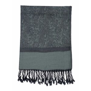 【SURGERY】paisley ice clover scarf 'charcoal' Achillea Two Tone Vintage Jacquard Paisley Pashmina Scarf