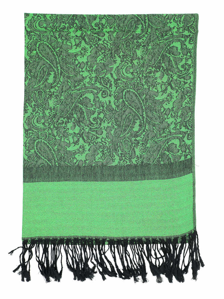 Kelly green jacquard pashmina shawl