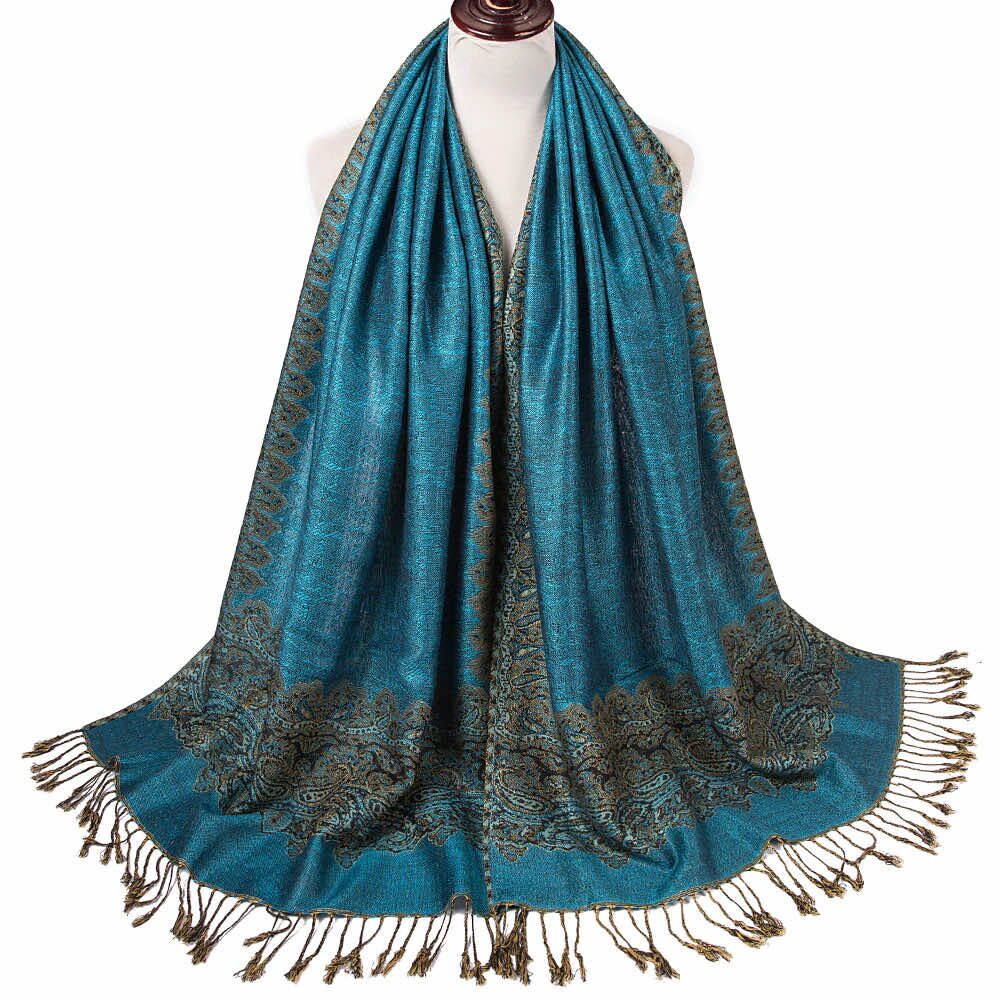 Border Patterned Festival Pashmina Shawl (1 DZ, One Color)