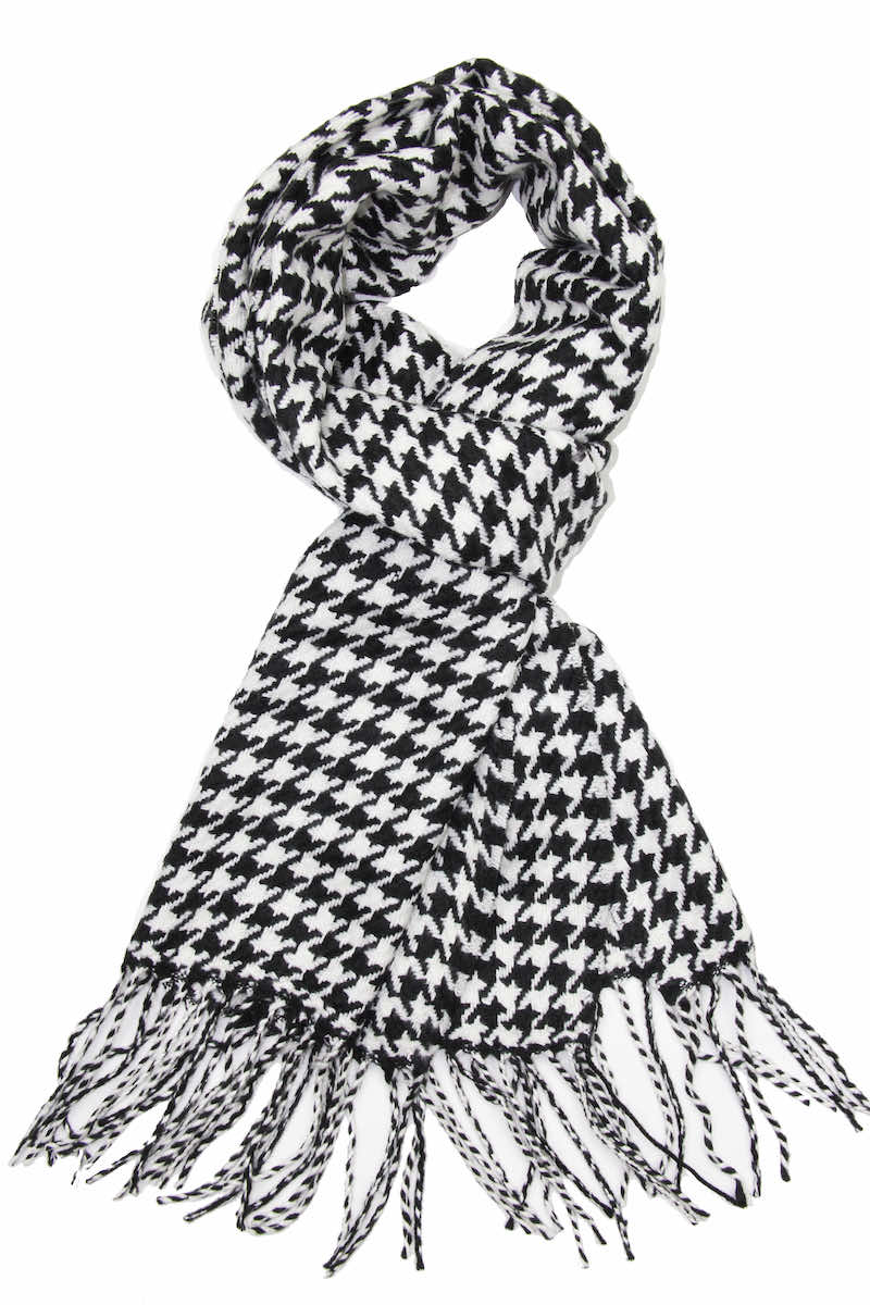 black white houndstooth cashmere feel scarf 1