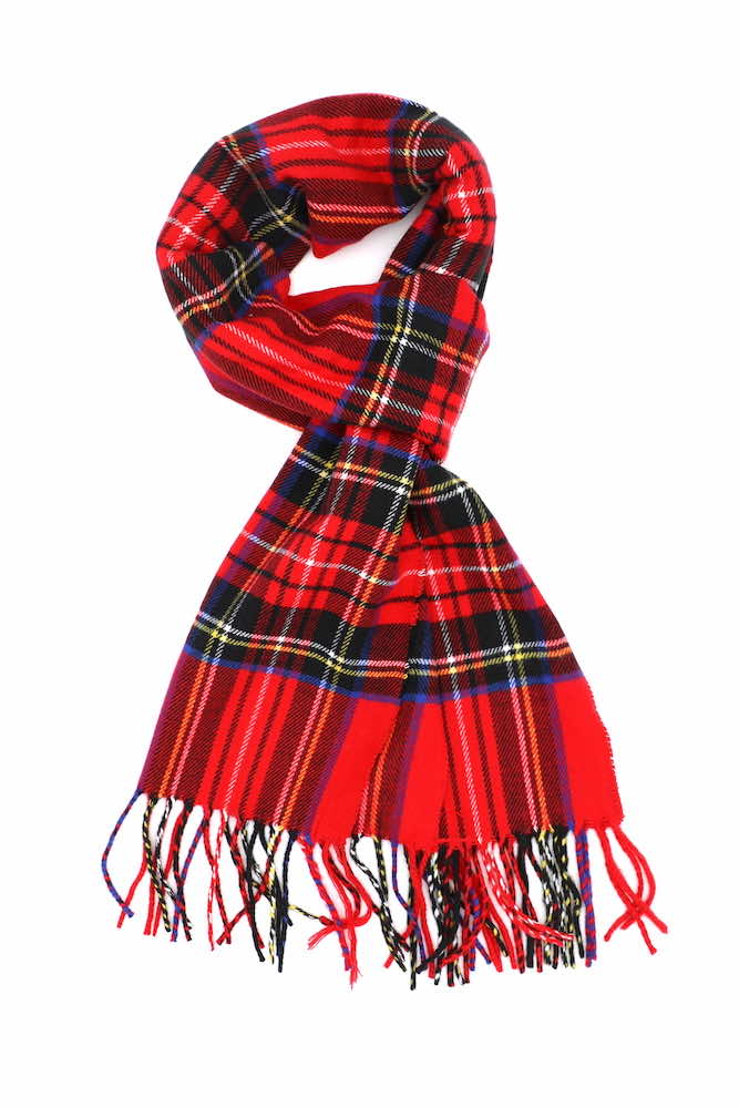 red tartan cashmere scarf