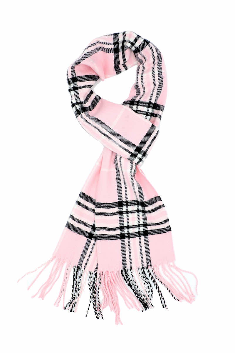 pink plaid cashmere scarf