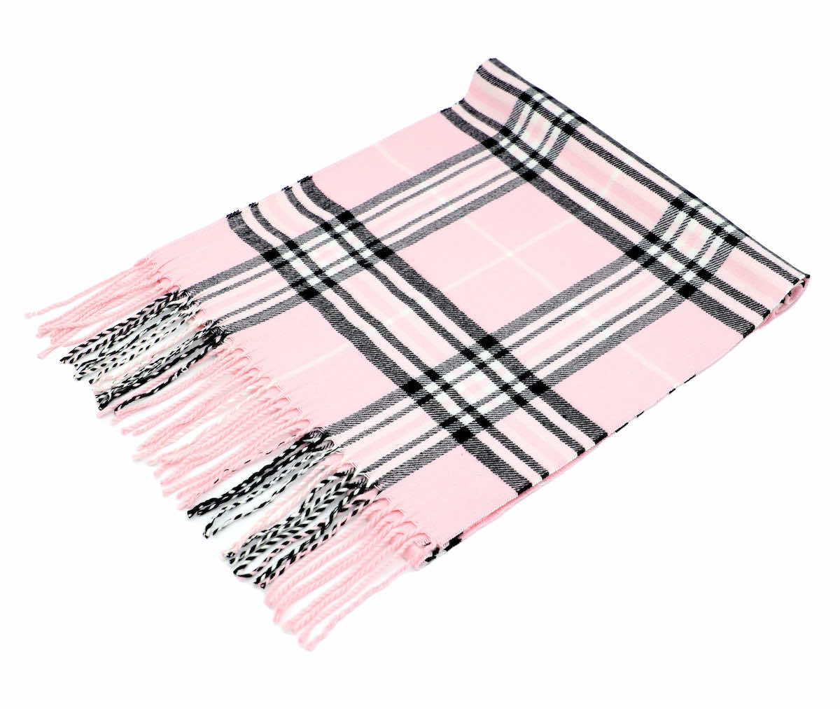 pink plaid cashmere scarf