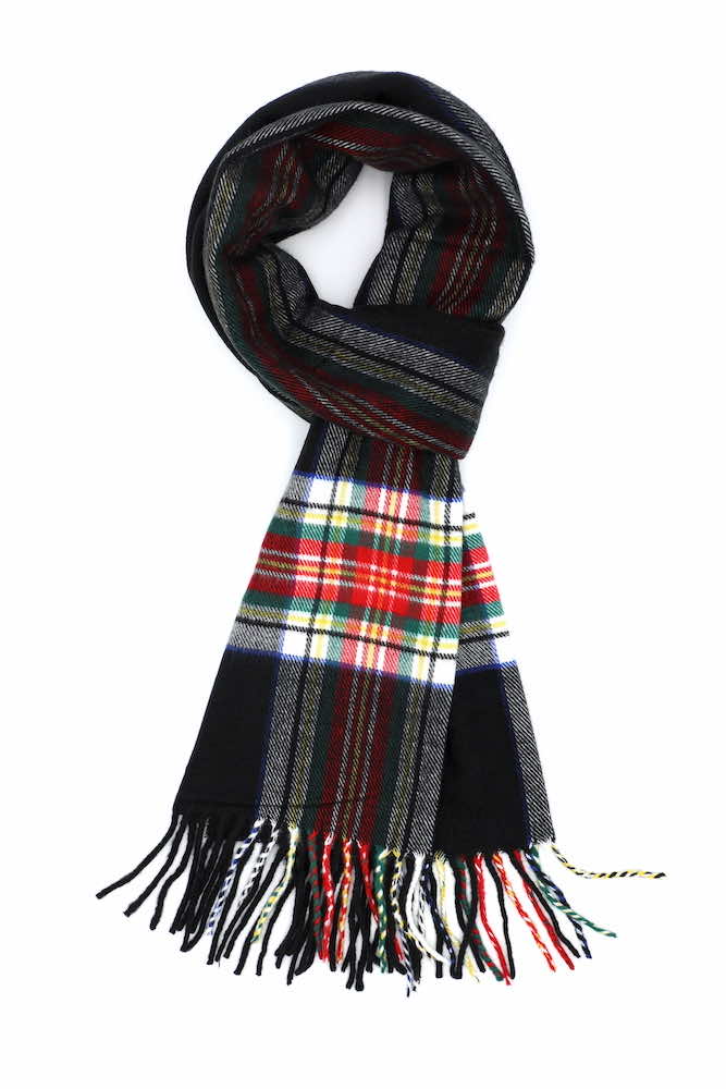modern black tartan scarf