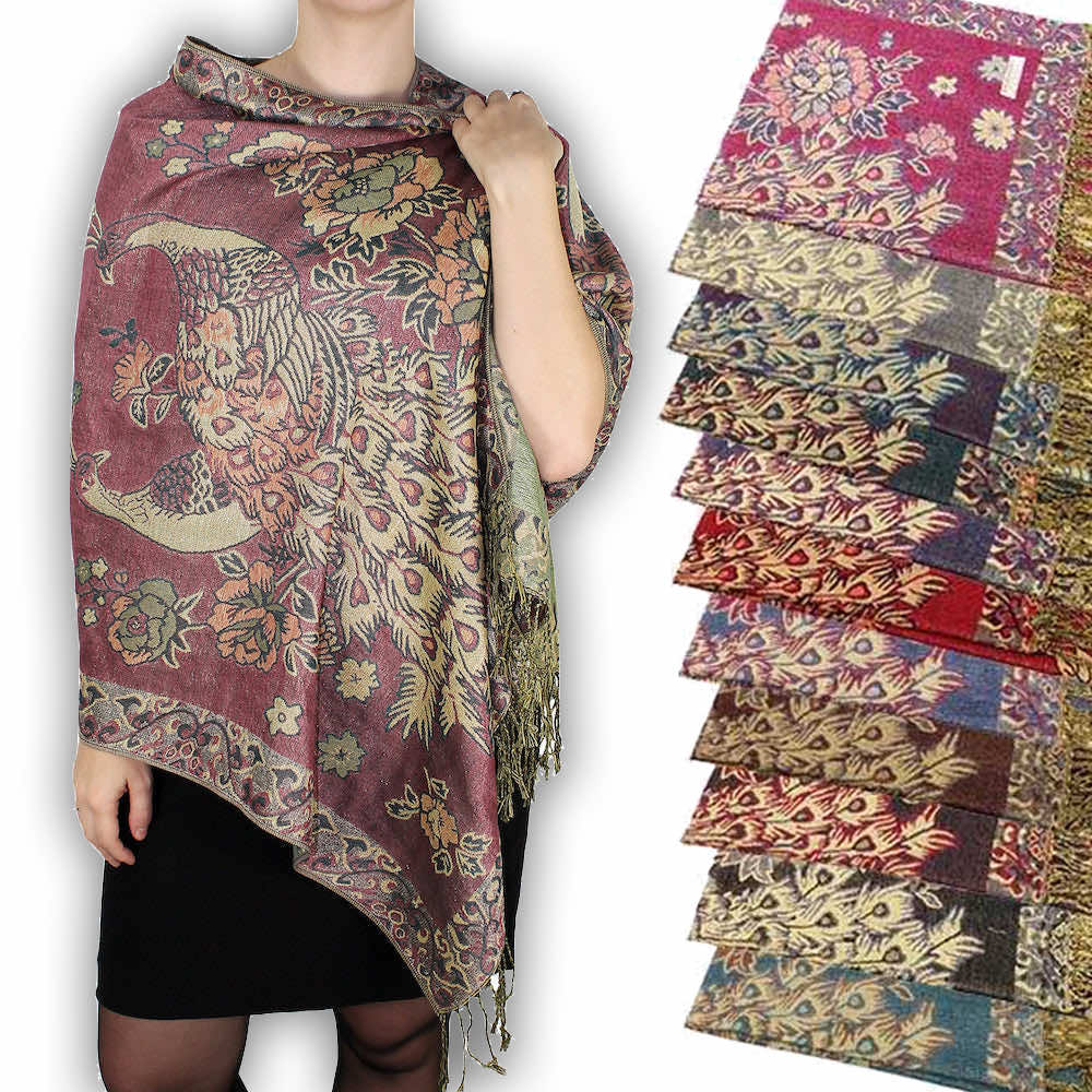 12 pack peacock metallic pashmina shawl wrap 37