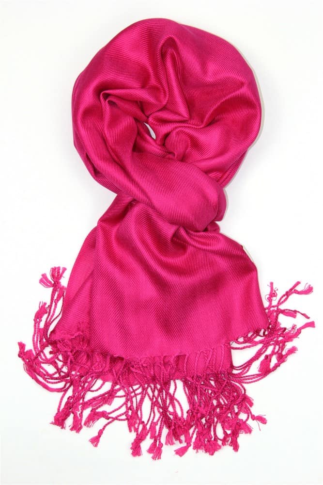 large lightweight solid color fuchsia pashmina shawl wrap scarf - 28" width x 78" length with fringes