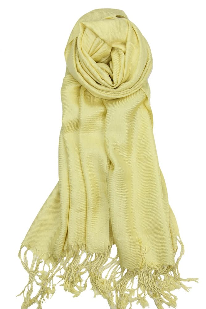large lightweight solid color lemon yellow pashmina shawl wrap scarf - 28" width x 78" length with fringes