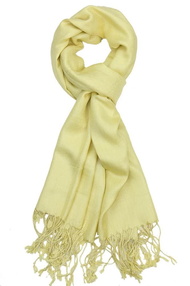 large lightweight solid color lemon yellow pashmina shawl wrap scarf - 28" width x 78" length with fringes