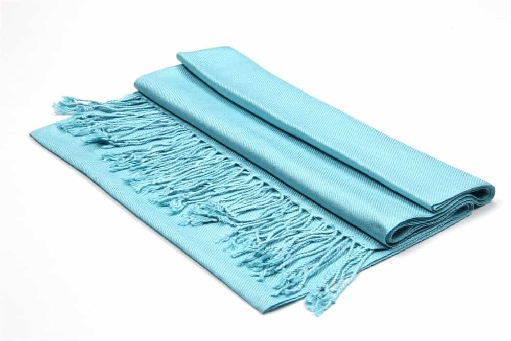 large lightweight solid color light turquoise pashmina shawl wrap scarf - 28" width x 78" length with fringes