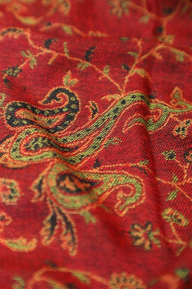large red reversible paisley pashmina shawl wrap scarf - 28" width x 80” length with fringes