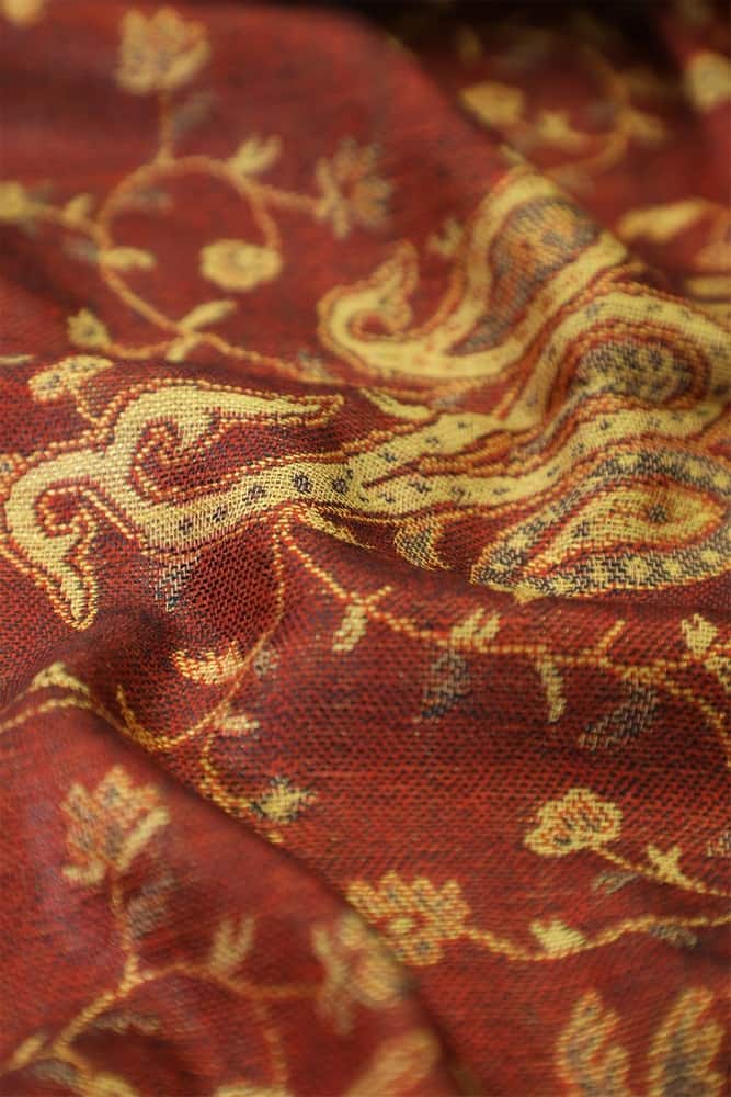 fabric with paisley vine floral pattern and textile texture background
