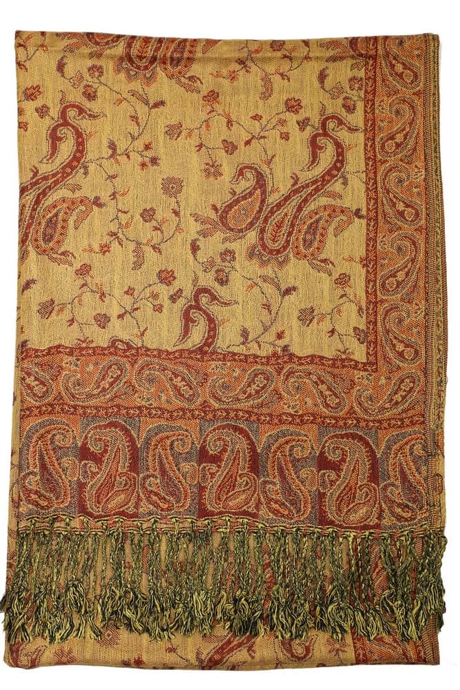 backside of rust paisley pashmina scarf