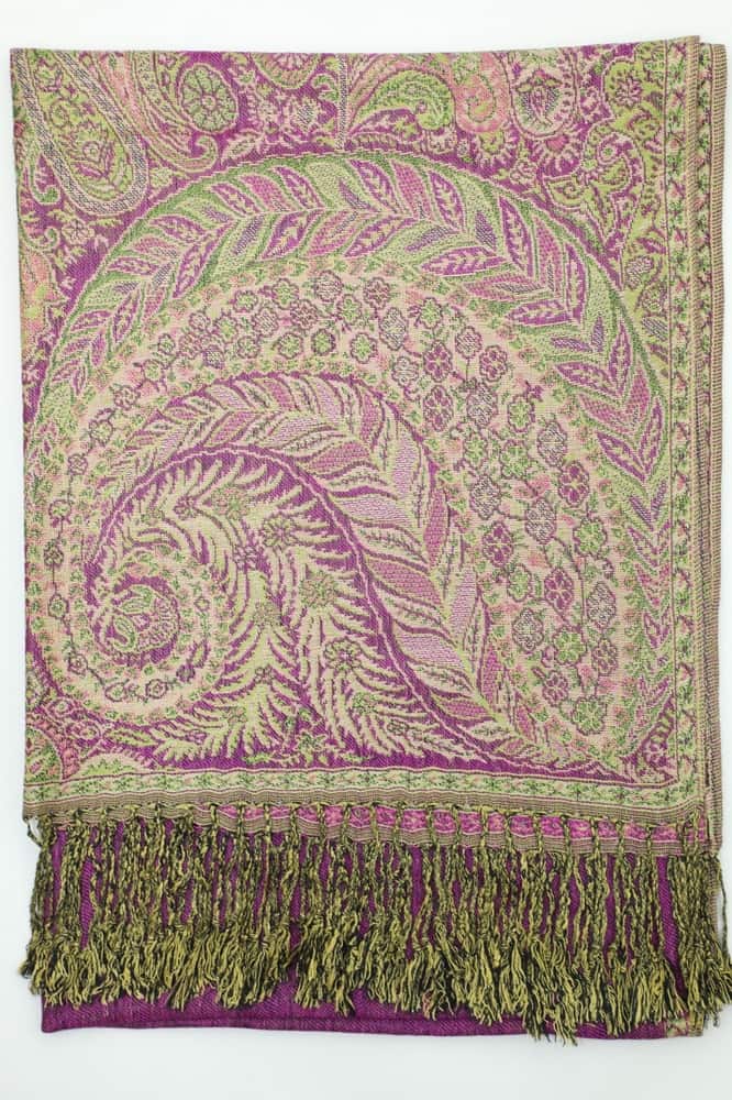 large dark magenta big paisley pashmina shawl wrap scarf with fringes