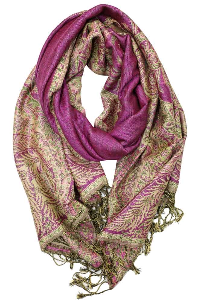 large dark magenta big paisley pashmina shawl wrap scarf with fringes