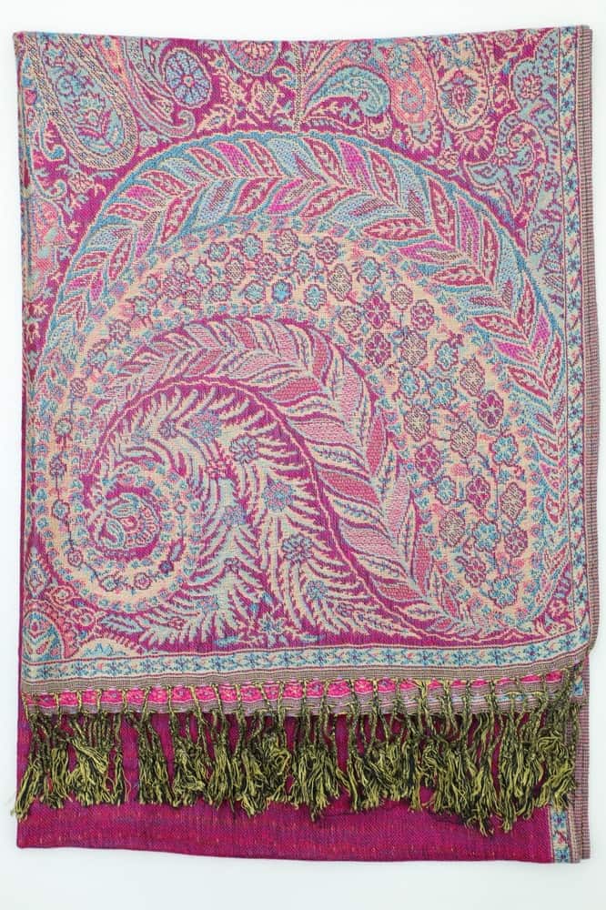 large fuchsia big paisley pashmina shawl wrap scarf with fringes