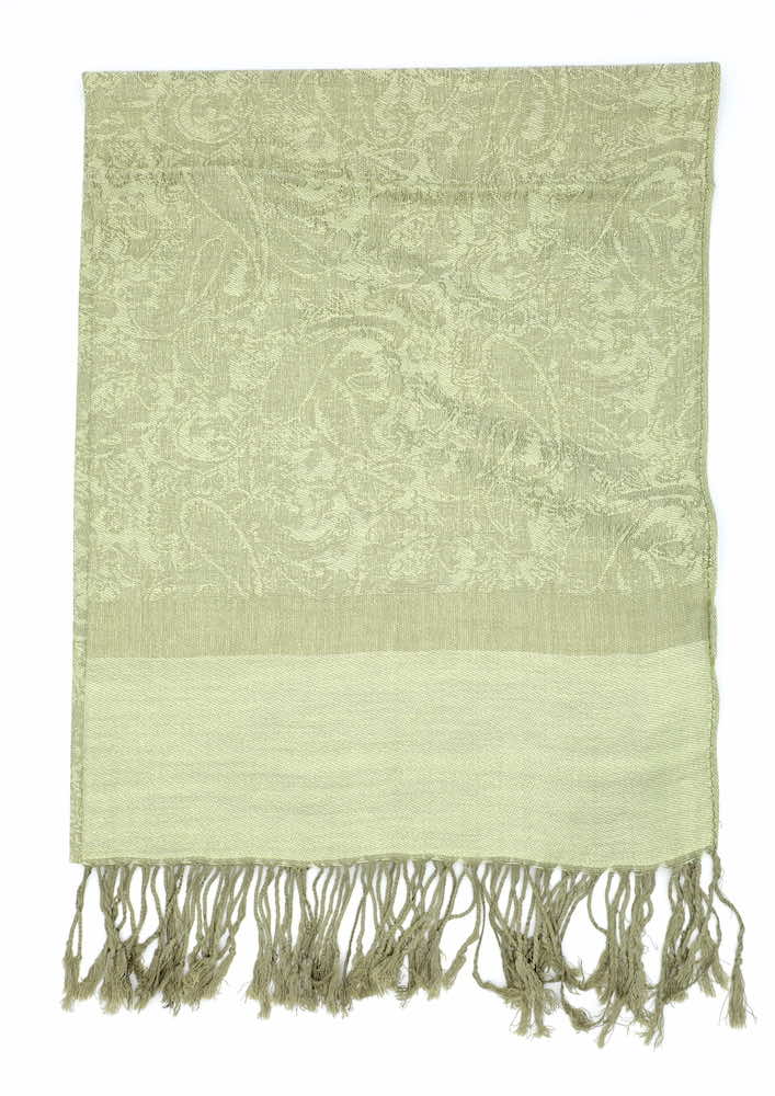 light olive Jacquard pashmina scarf
