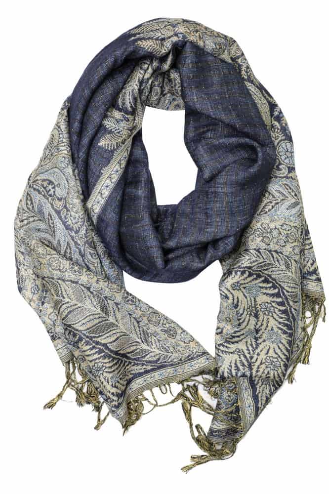 large navy big paisley pashmina shawl wrap scarf with fringes