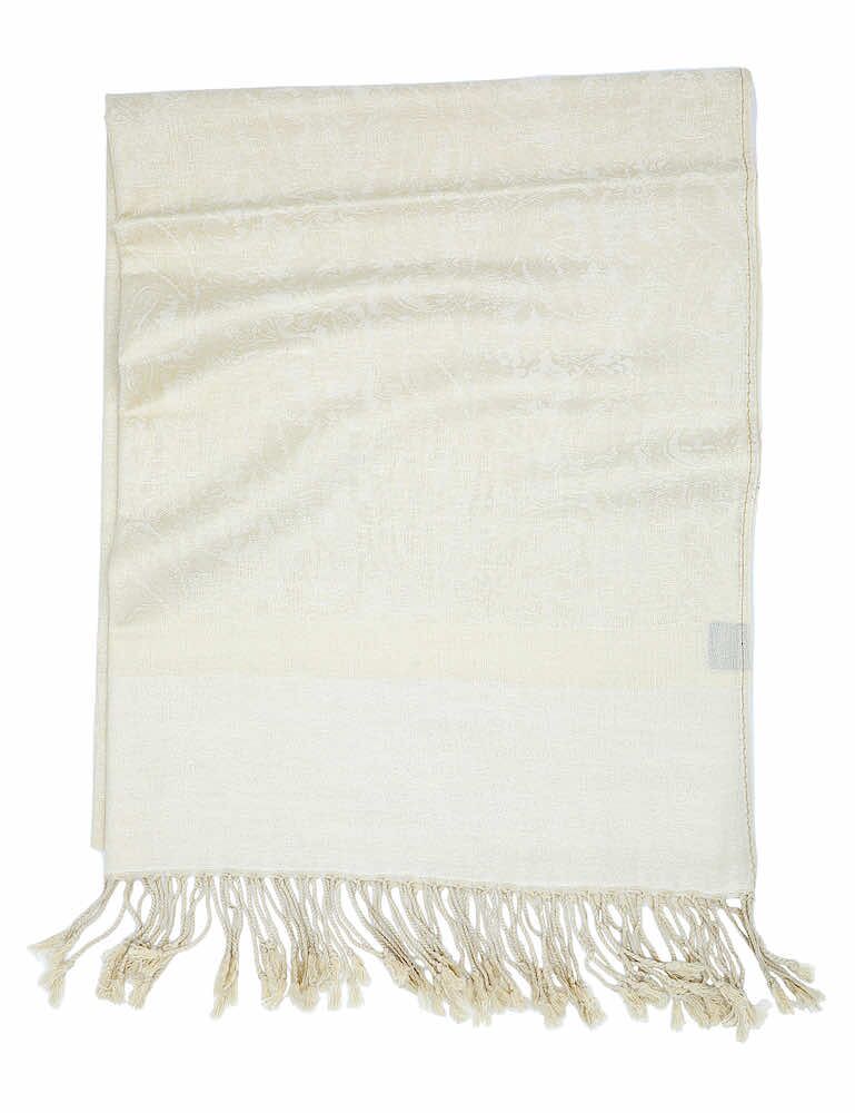 cream jacquard paisley pashmina scarf