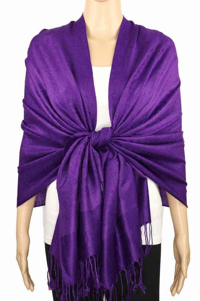 Deep Purple Jacquard Pashmina - Image 2