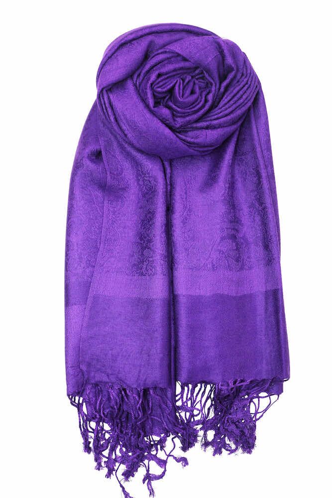 deep purple jacquard paisley pashmina scarf