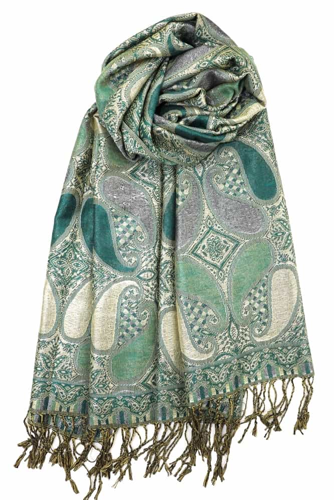 green sparkling metallic pashmina shawl for rave