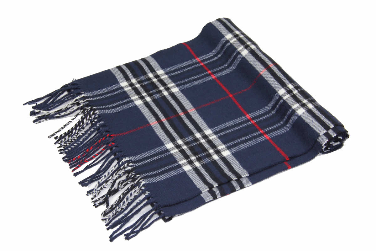 navy cashmere feel plaid scarf 2