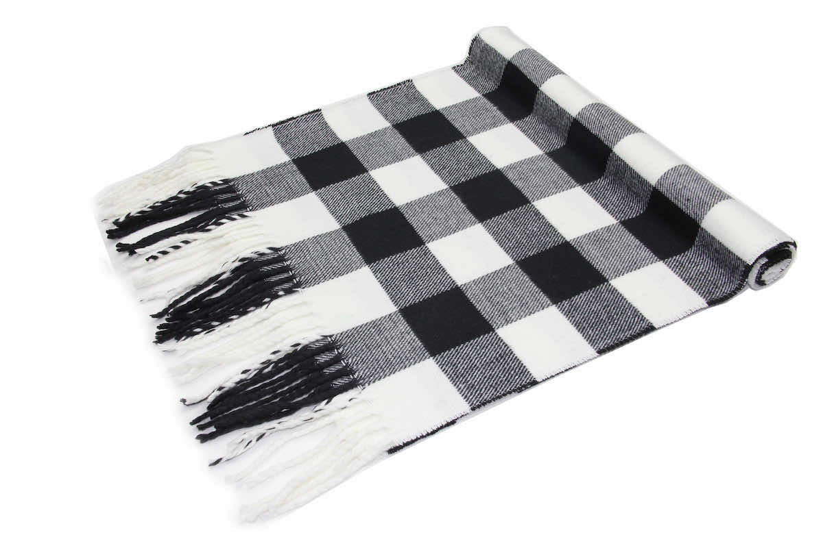Black White Buffalo cashmere check scarf 1