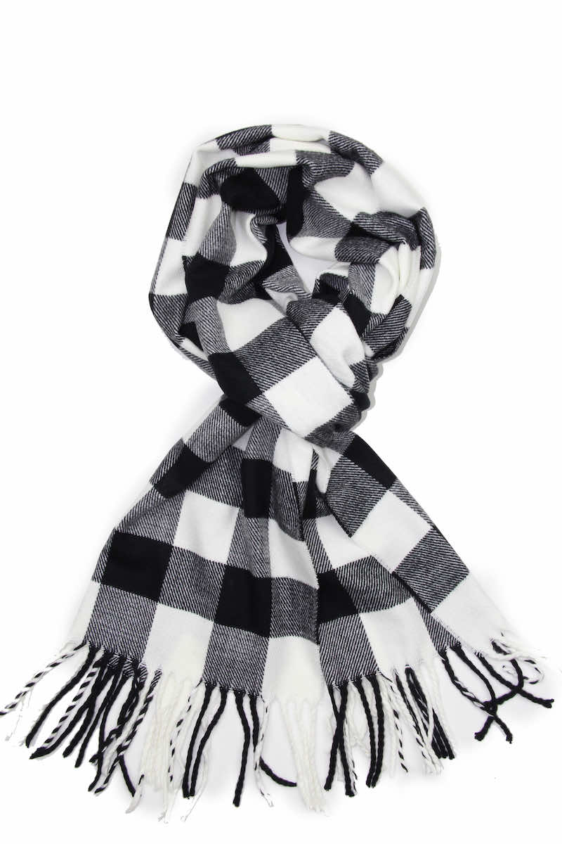 Black White Buffalo cashmere check scarf