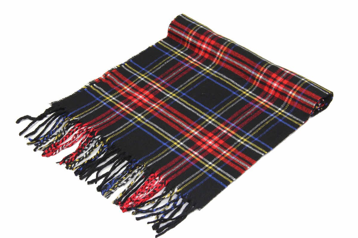 black cashmere tartan plaid scarf 1