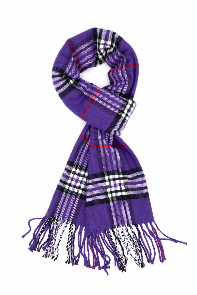 purple plaid cashmere scarf