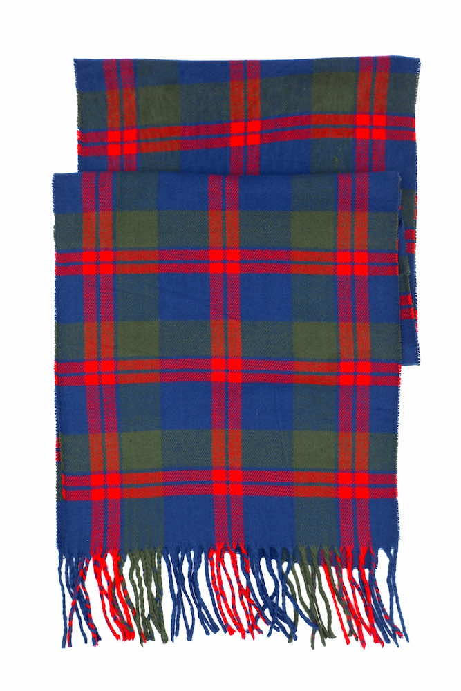 blue red olive plaid cashmere scarf