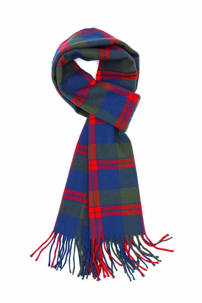 blue red olive plaid cashmere scarf