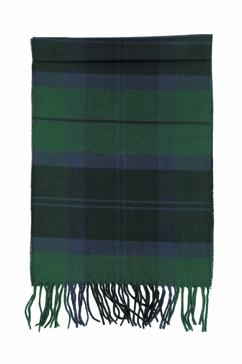 Black Green Navy Cashmere Feel Tartan Scarf - Image 2