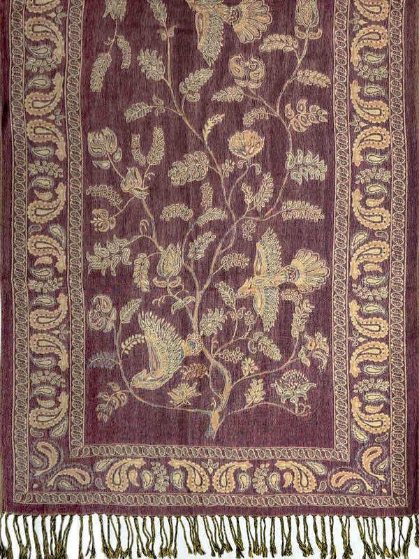violet Persian botanical pashmina shawl